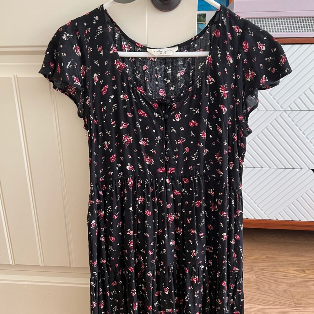 Black and Floral Molly Green Dress.
